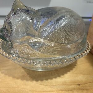 Clear Glass on Nest Candy Dish Indiana Glass